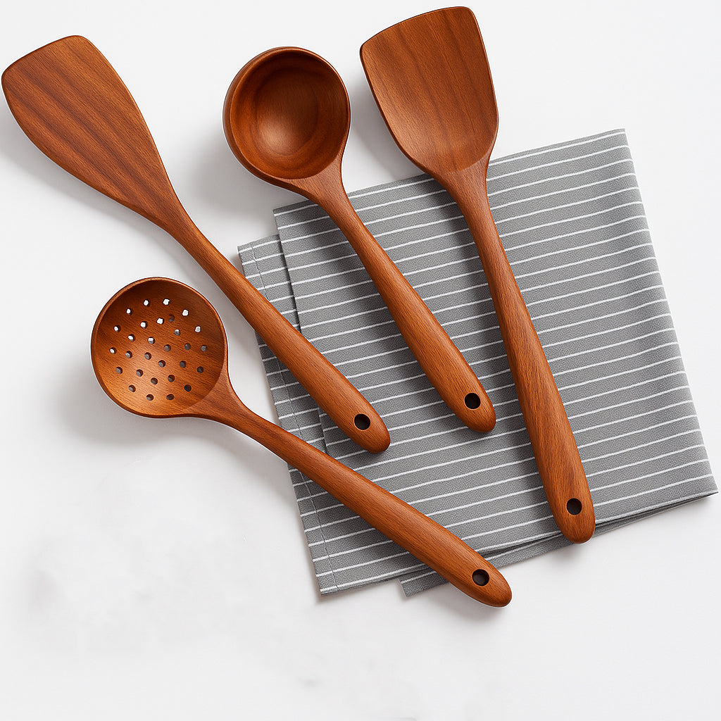 Utensílios de Cozinha em Madeira Natural