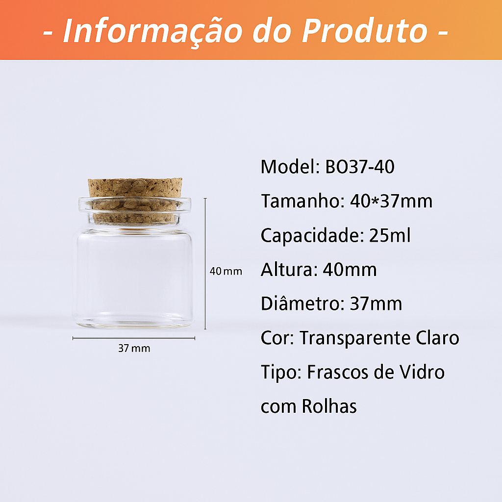 Mini Frascos de Vidro com Rolha