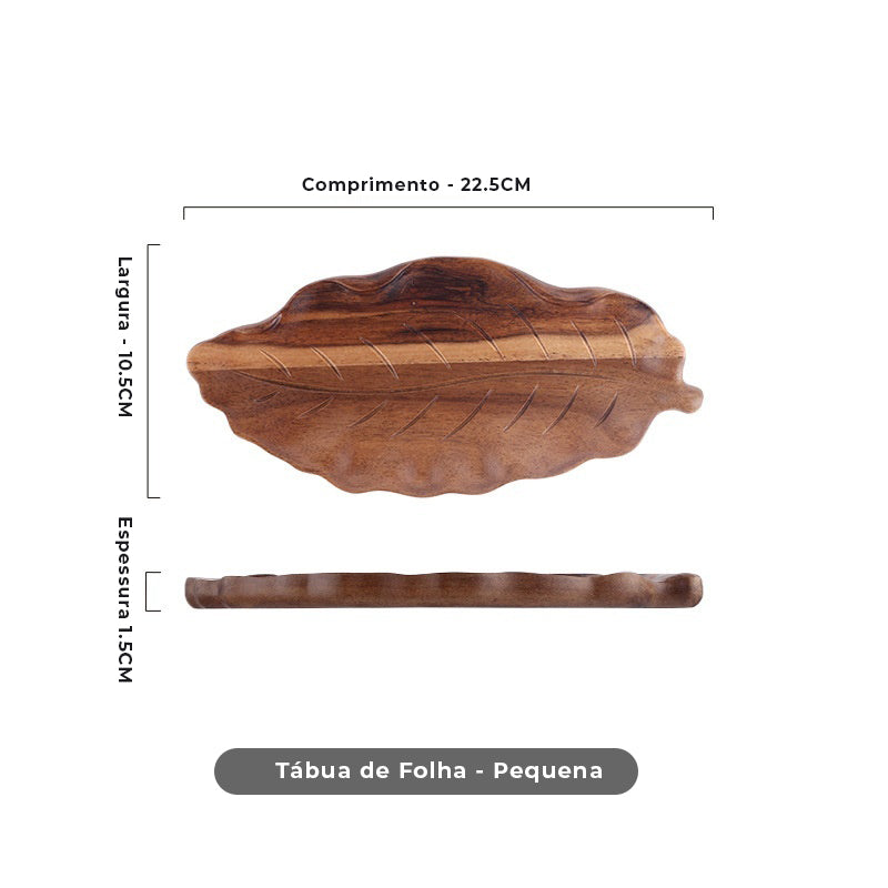 Travessa de Madeira em Formato de Folha