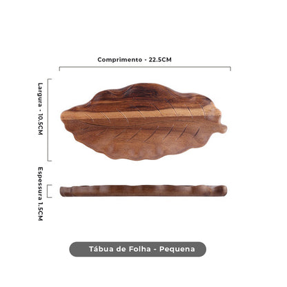 Travessa de Madeira em Formato de Folha