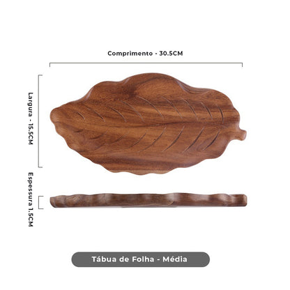 Travessa de Madeira em Formato de Folha