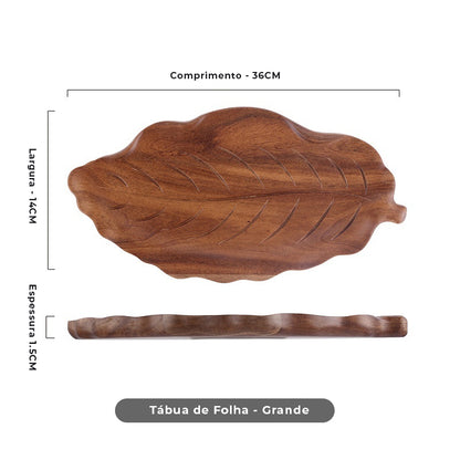Travessa de Madeira em Formato de Folha