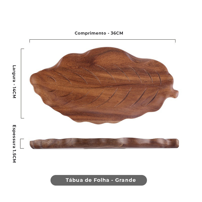 Travessa de Madeira em Formato de Folha
