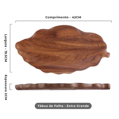 Travessa de Madeira em Formato de Folha