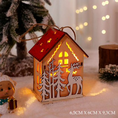 Casa Natalina de Madeira Iluminada