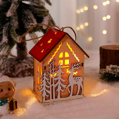 Casa Natalina de Madeira Iluminada