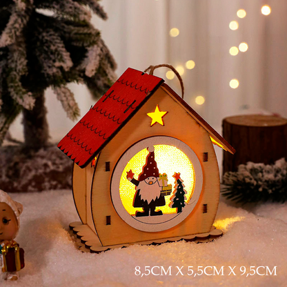 Casa Natalina de Madeira Iluminada