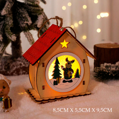 Casa Natalina de Madeira Iluminada