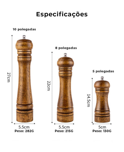 Moedor de Pimenta e Especiarias em Madeira