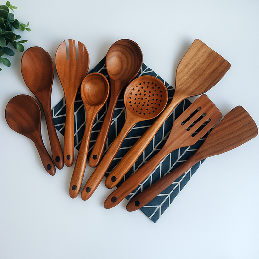 Utensílios de Cozinha em Madeira Natural