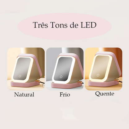 Estojo Portátil de Maquiagem com Espelho de Led