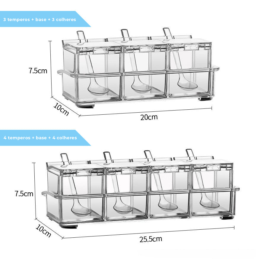 Conjunto de Porta Tempero Transparente