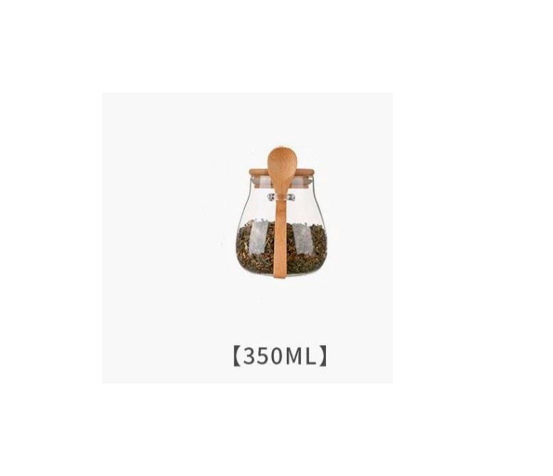 Pote de Vidro com Tampa e Colher de Madeira