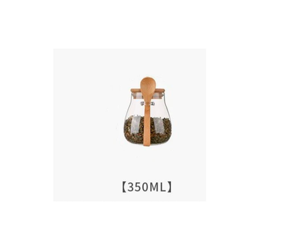 Pote de Vidro com Tampa e Colher de Madeira